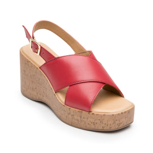 139201 ROJO FLEXI CALZADO DAMA SANDALIA CUÑA