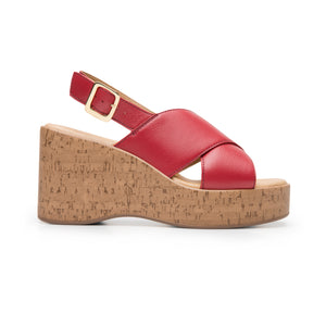 139201 ROJO FLEXI CALZADO DAMA SANDALIA CUÑA